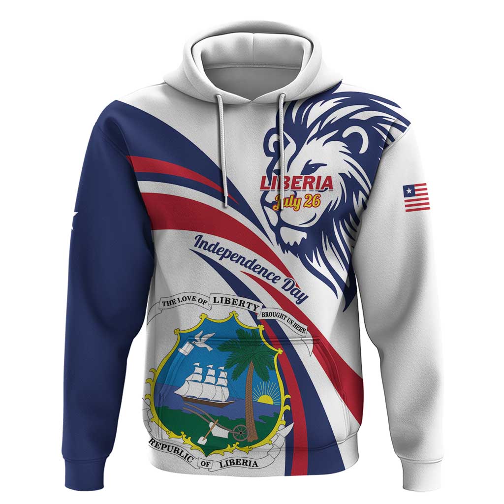 Liberia Independence Day Hoodie July 26 Lion Coat of Arms - Wonder Print Shop