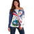 Liberia Independence Day Off Shoulder Sweater July 26 Lion Coat of Arms - Wonder Print Shop