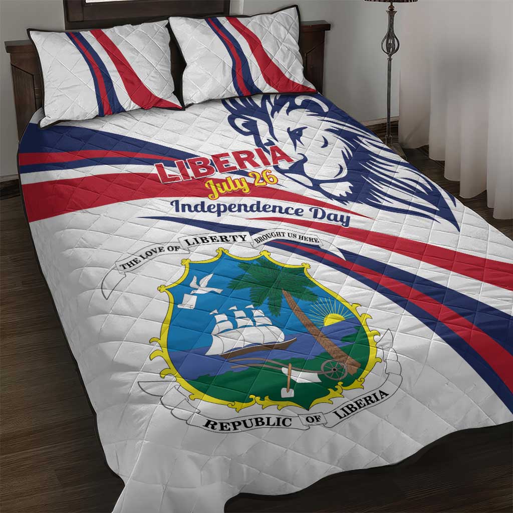 Liberia Independence Day Quilt Bed Set July 26 Lion Coat of Arms - Wonder Print Shop