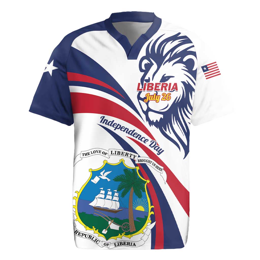 Liberia Independence Day Rugby Jersey July 26 Lion Coat of Arms - Wonder Print Shop