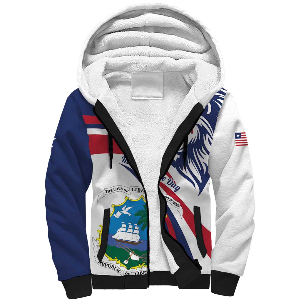 Liberia Independence Day Sherpa Hoodie July 26 Lion Coat of Arms - Wonder Print Shop