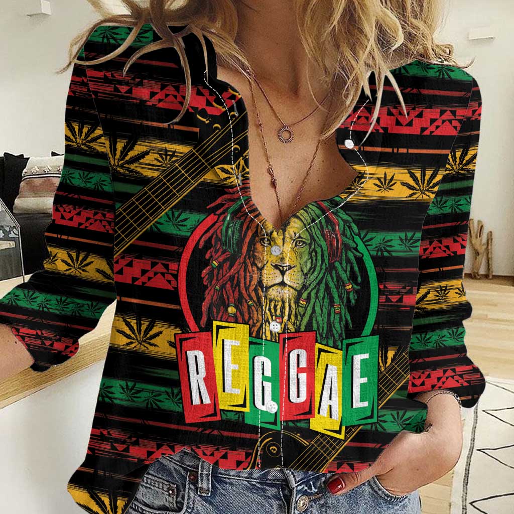 International Reggae Day Women Casual Shirt Rastafarian Lion Legend of Reggae - Wonder Print Shop