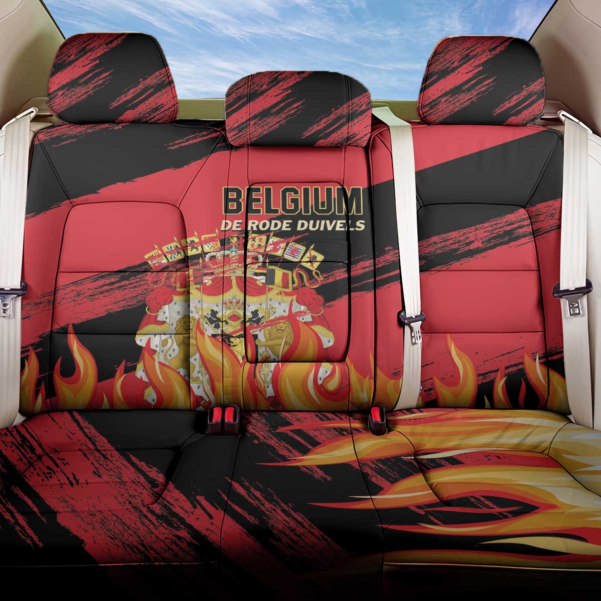 Belgium 2024 Football Back Car Seat Cover Go De Rode Duivels - Wonder Print Shop