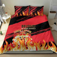Belgium football bedding set, red/black flames with 'BELGIUM' and 'DE RODE DUIVELS'