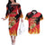 Custom Belgium 2024 Football Couples Matching Off The Shoulder Long Sleeve Dress and Hawaiian Shirt Go De Rode Duivels - Wonder Print Shop