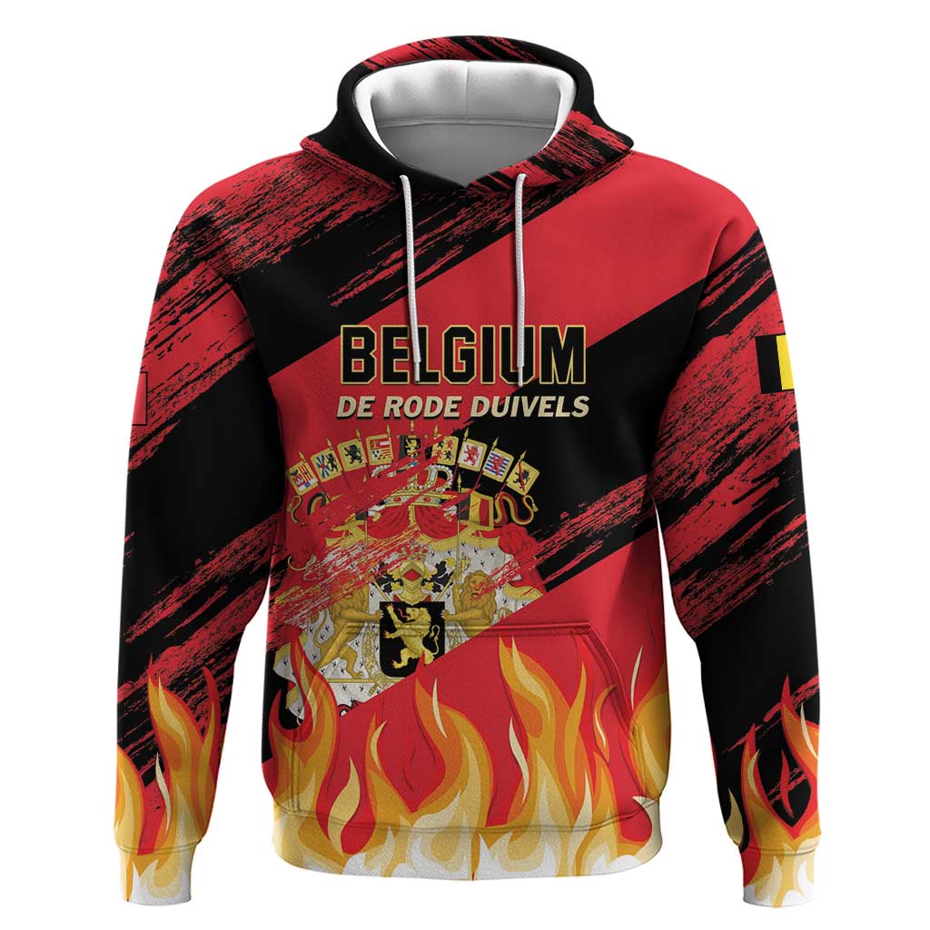 Custom Belgium 2024 Football Hoodie Go De Rode Duivels - Wonder Print Shop