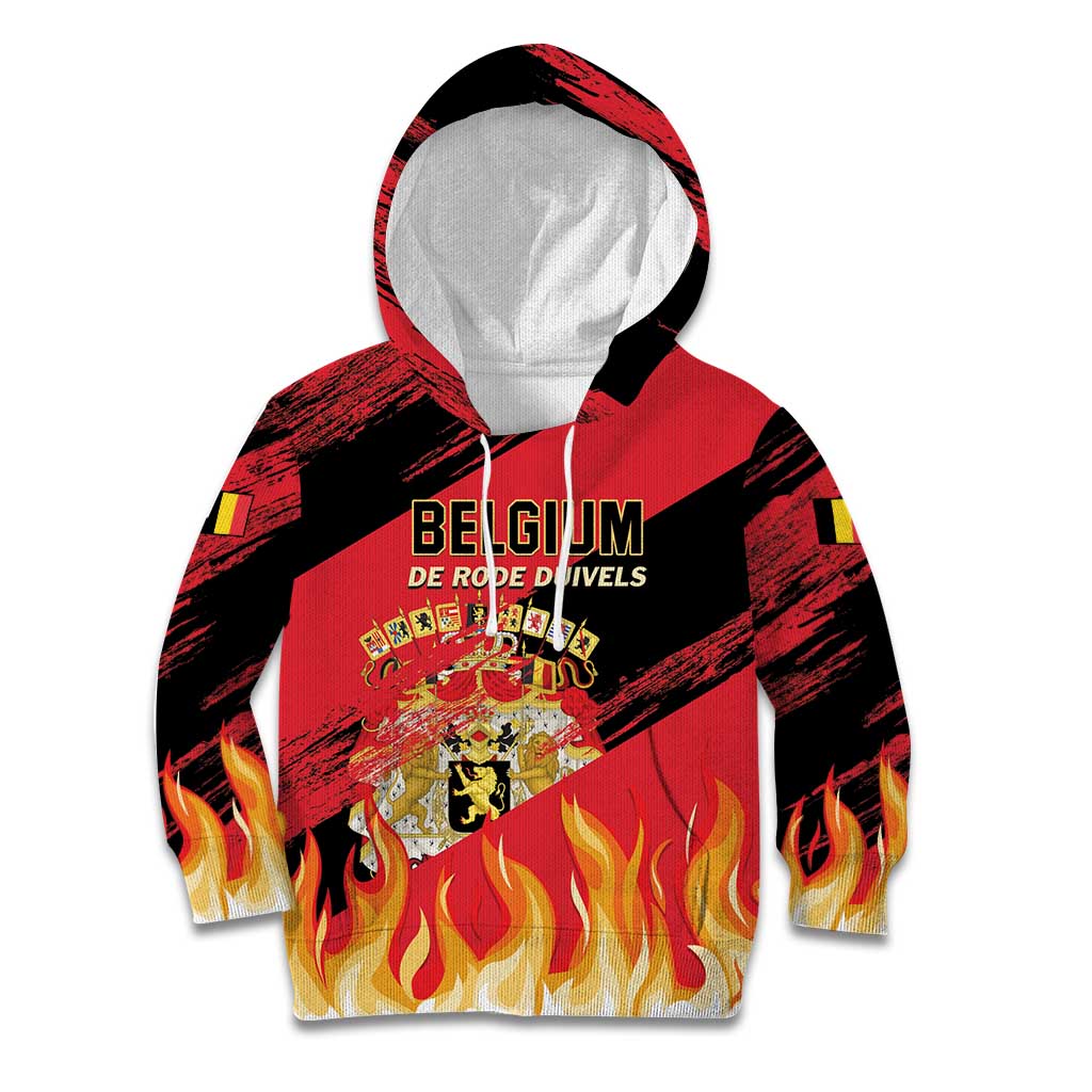 Custom Belgium 2024 Football Kid Hoodie Go De Rode Duivels - Wonder Print Shop