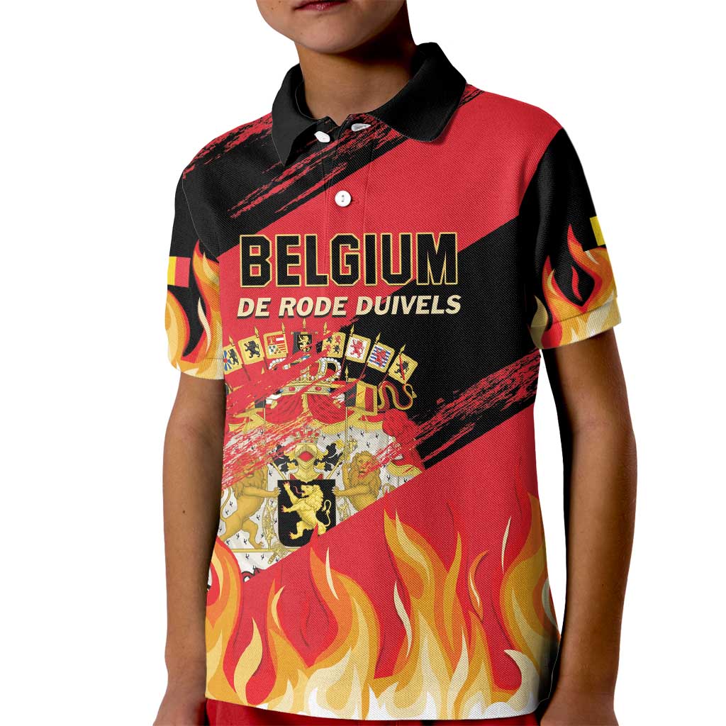 Custom Belgium 2024 Football Kid Polo Shirt Go De Rode Duivels - Wonder Print Shop