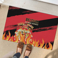 Belgium football rubber doormat, black red flame graphic with Belgium text and crest