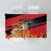 Belgium 2024 football tablecloth in red, black, and yellow with flaming crest graphic