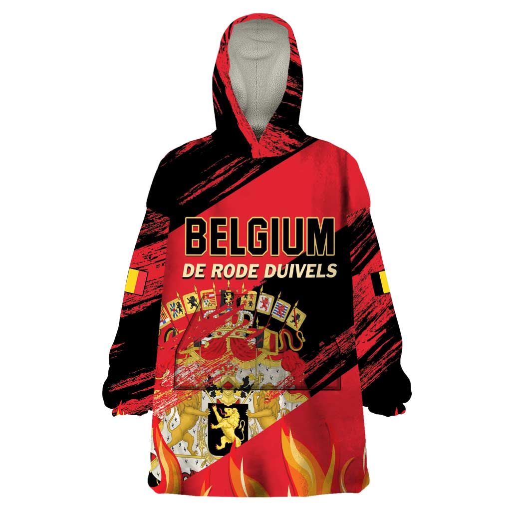 Custom Belgium 2024 Football Wearable Blanket Hoodie Go De Rode Duivels - Wonder Print Shop