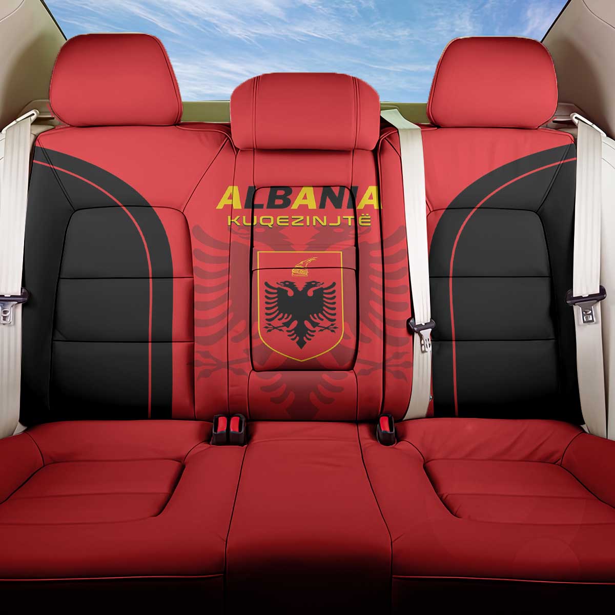 Albania 2024 Football Back Car Seat Cover Come On Kuqezinjte - Wonder Print Shop