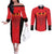 Custom Albania 2024 Football Couples Matching Off The Shoulder Long Sleeve Dress and Long Sleeve Button Shirt Come On Kuqezinjte