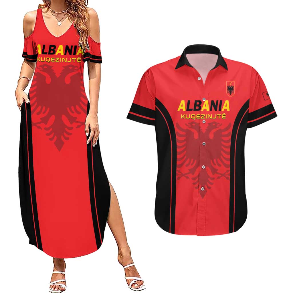 Custom Albania 2024 Football Couples Matching Summer Maxi Dress and Hawaiian Shirt Come On Kuqezinjte - Wonder Print Shop