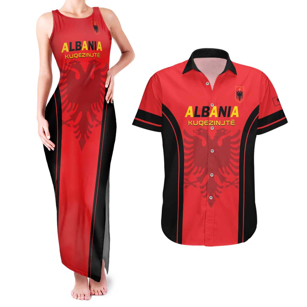 Custom Albania 2024 Football Couples Matching Tank Maxi Dress and Hawaiian Shirt Come On Kuqezinjte - Wonder Print Shop