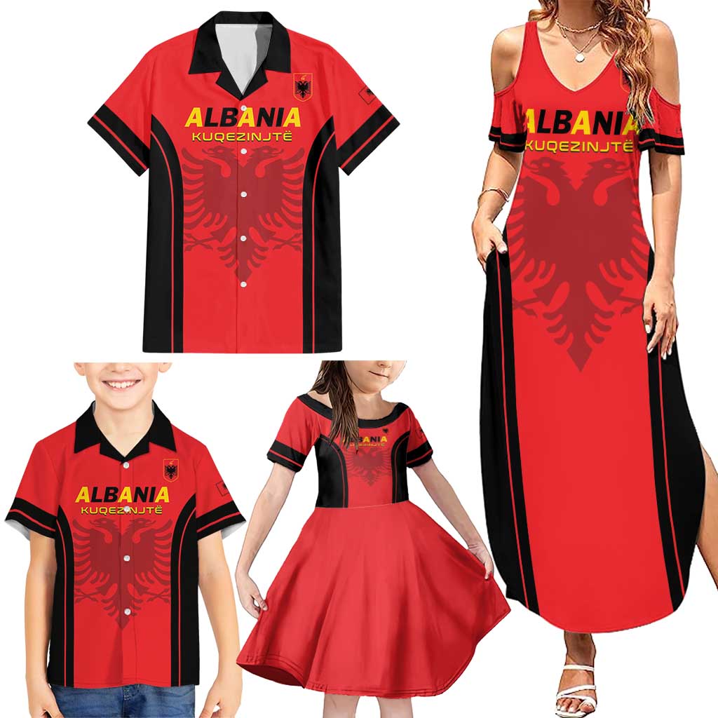 Custom Albania 2024 Football Family Matching Summer Maxi Dress and Hawaiian Shirt Come On Kuqezinjte - Wonder Print Shop