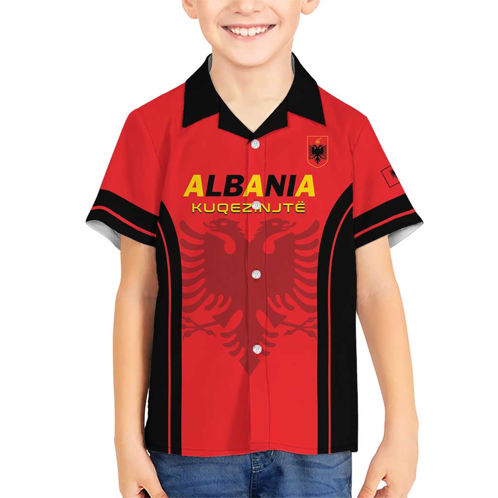 Custom Albania 2024 Football Kid Hawaiian Shirt Come On Kuqezinjte - Wonder Print Shop