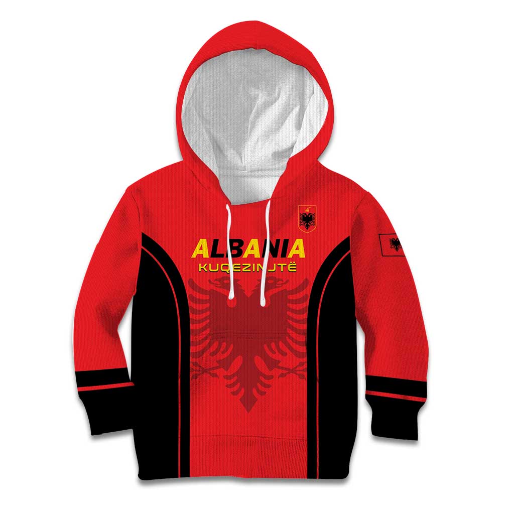 Custom Albania 2024 Football Kid Hoodie Come On Kuqezinjte - Wonder Print Shop