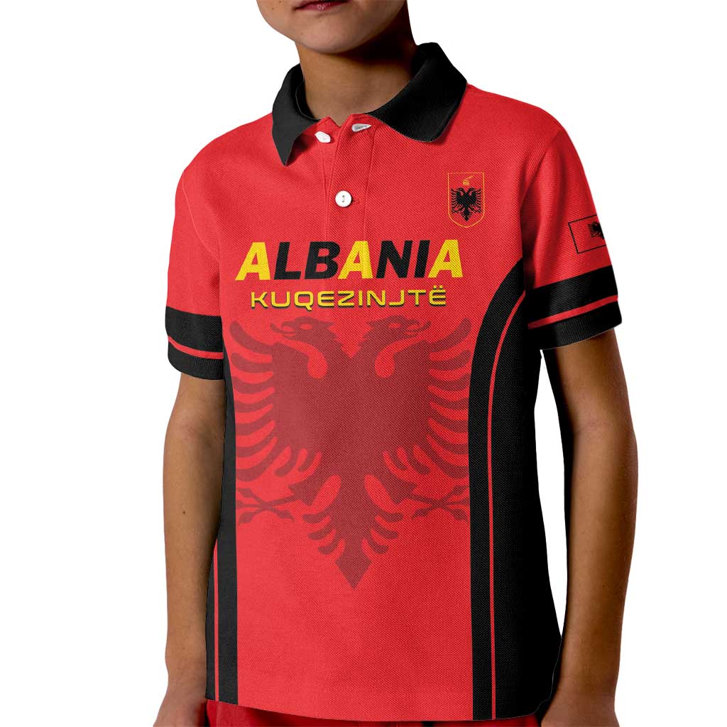 Custom Albania 2024 Football Kid Polo Shirt Come On Kuqezinjte - Wonder Print Shop