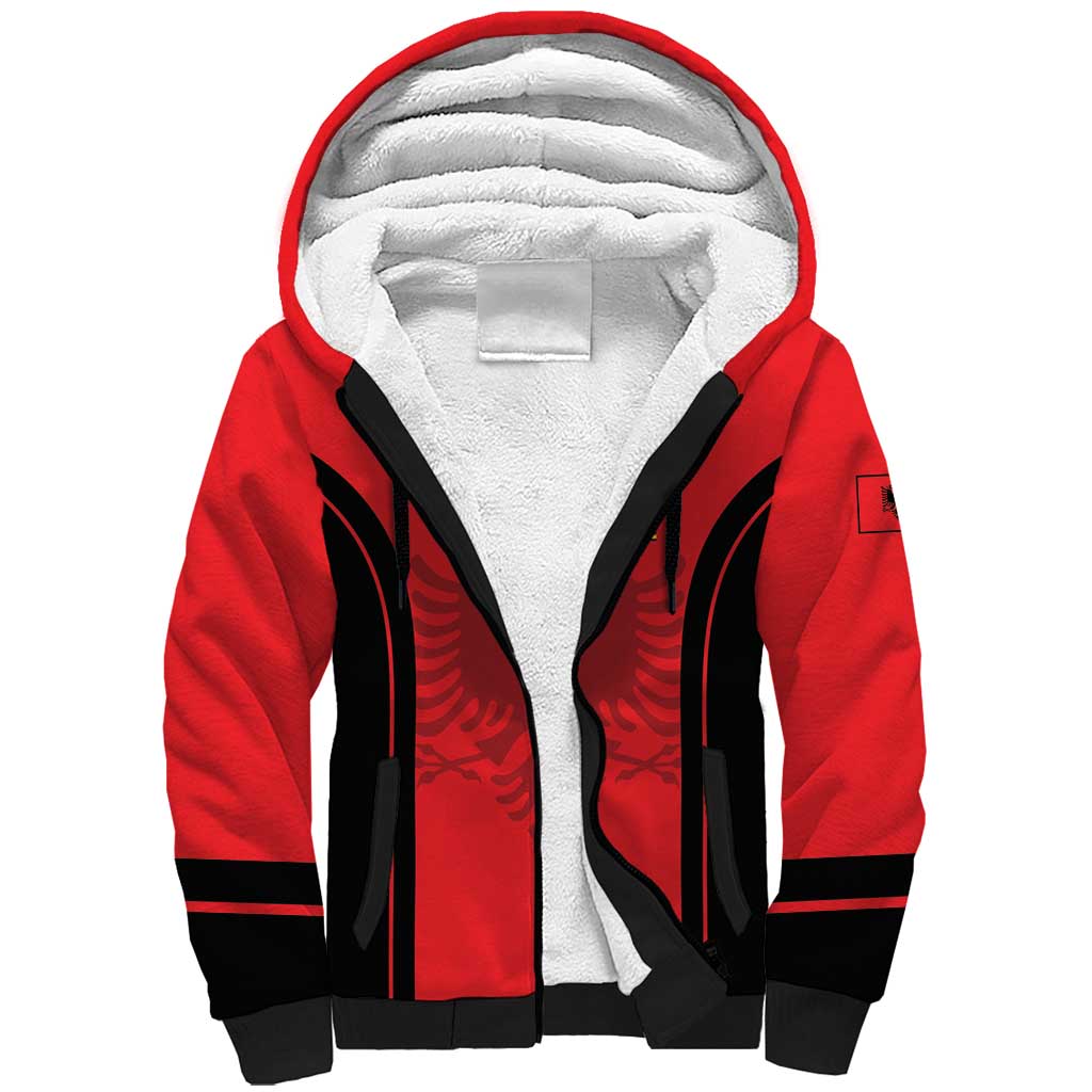 Custom Albania 2024 Football Sherpa Hoodie Come On Kuqezinjte - Wonder Print Shop