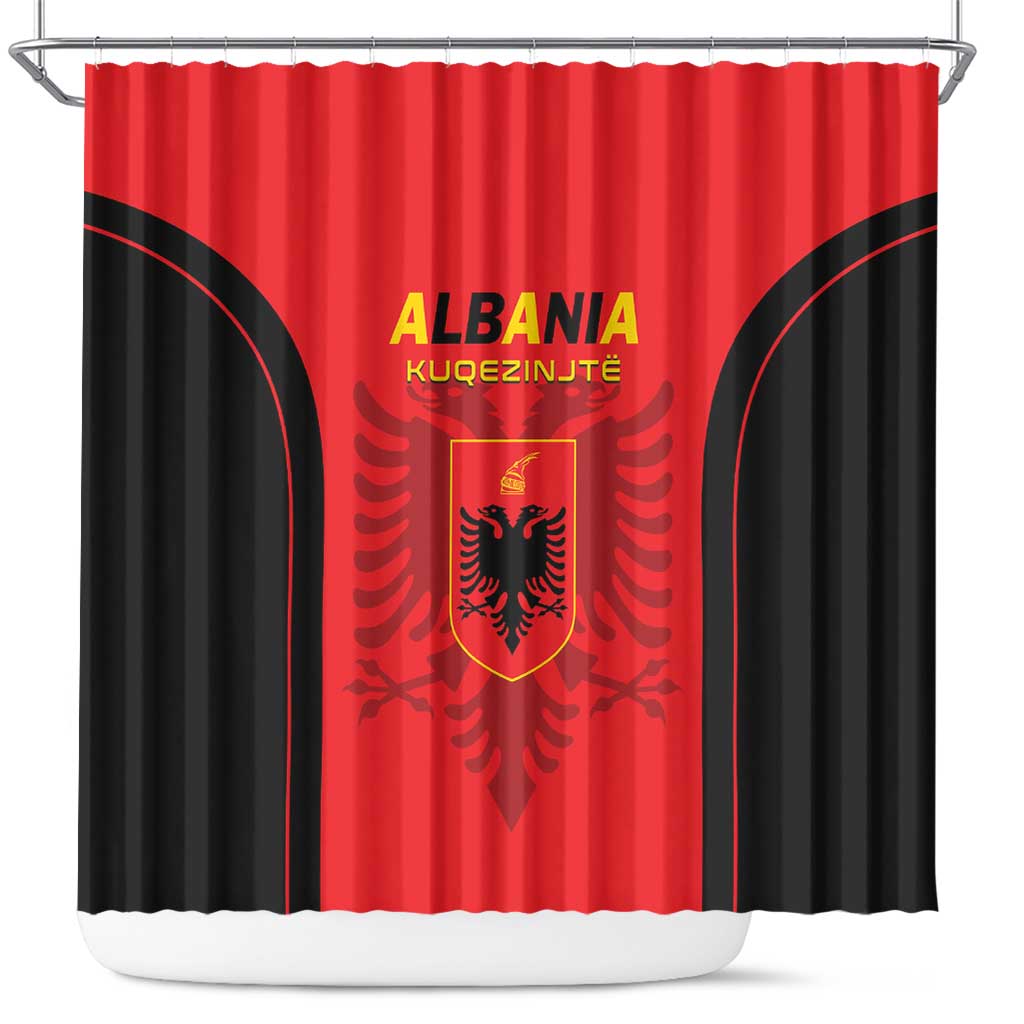 Albania 2024 Football Shower Curtain Come On Kuqezinjte