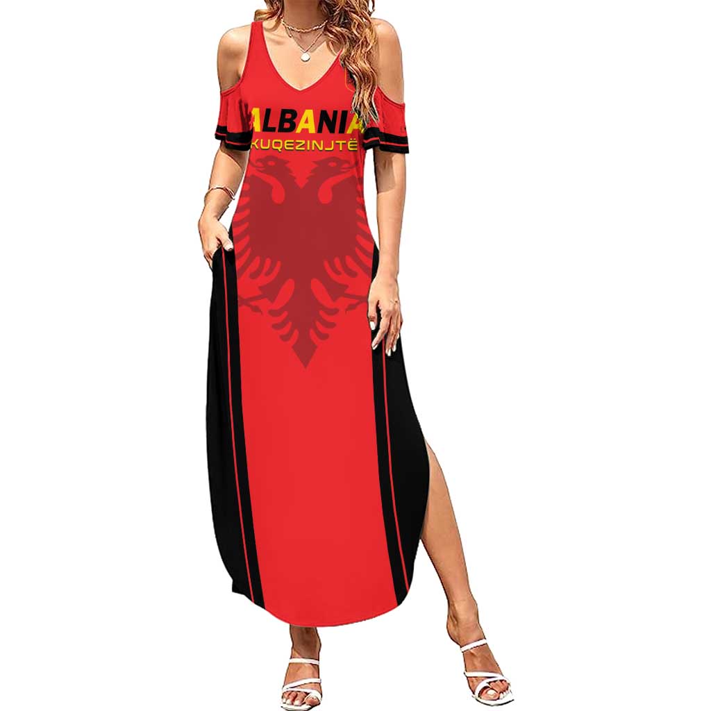 Custom Albania 2024 Football Summer Maxi Dress Come On Kuqezinjte - Wonder Print Shop