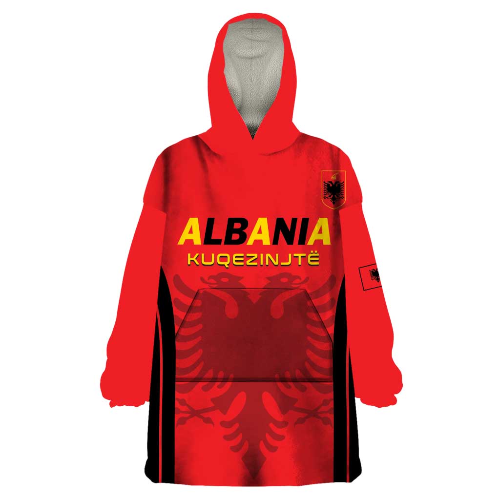 Custom Albania 2024 Football Wearable Blanket Hoodie Come On Kuqezinjte - Wonder Print Shop