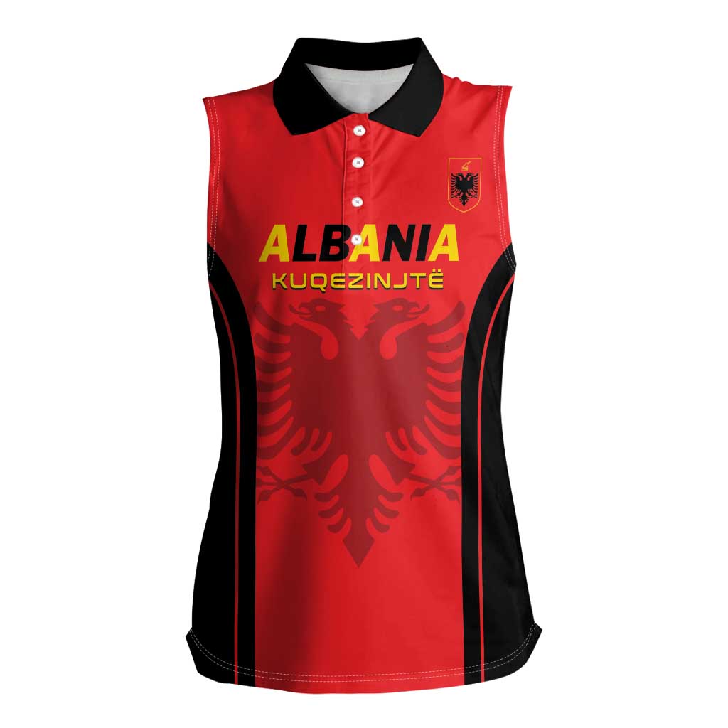 Custom Albania 2024 Football Women Sleeveless Polo Shirt Come On Kuqezinjte - Wonder Print Shop