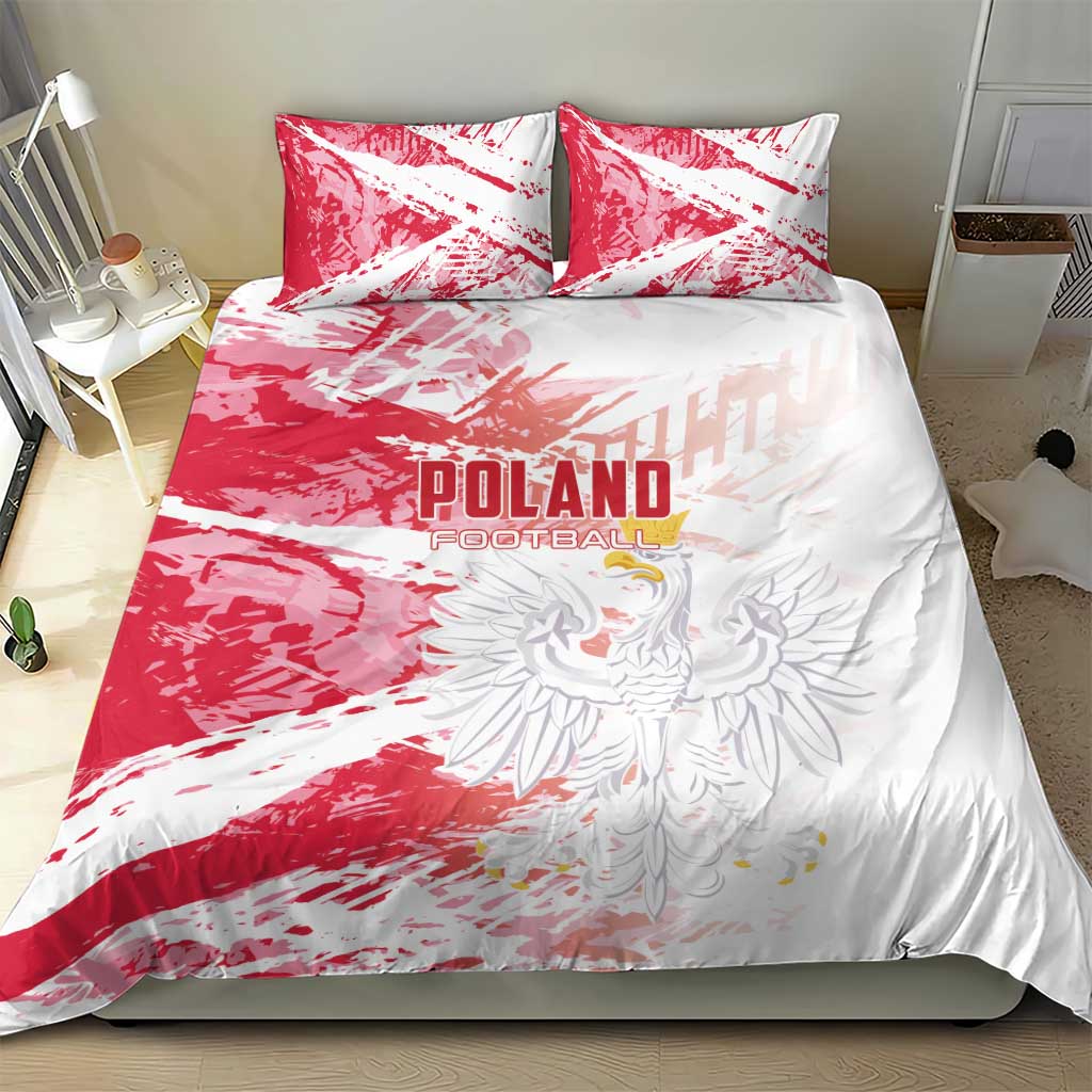 Red-and-white Poland football duvet set with matching pillowcases and large eagle emblem