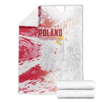 Poland football blanket in red and white with eagle crest design and POLAND FOOTBALL text