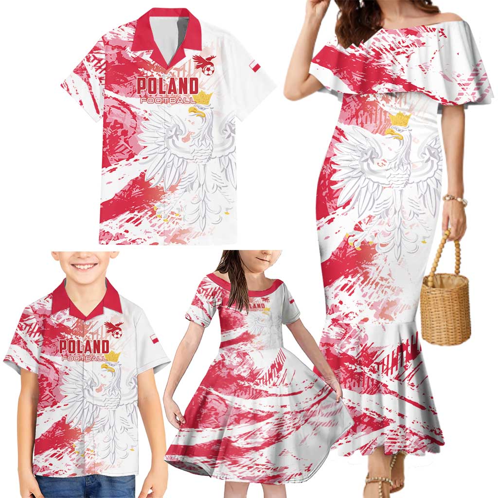 Custom Poland 2024 Football Family Matching Mermaid Dress and Hawaiian Shirt Orly Go Champions - Wonder Print Shop