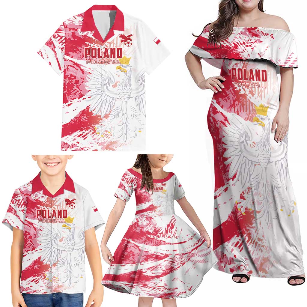 Custom Poland 2024 Football Family Matching Off Shoulder Maxi Dress and Hawaiian Shirt Orly Go Champions - Wonder Print Shop