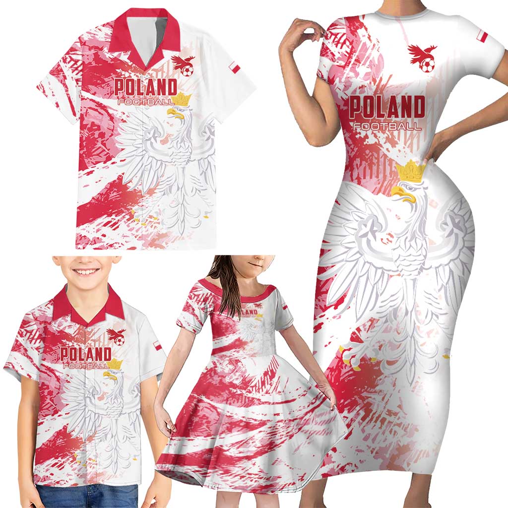 Custom Poland 2024 Football Family Matching Short Sleeve Bodycon Dress and Hawaiian Shirt Orly Go Champions - Wonder Print Shop