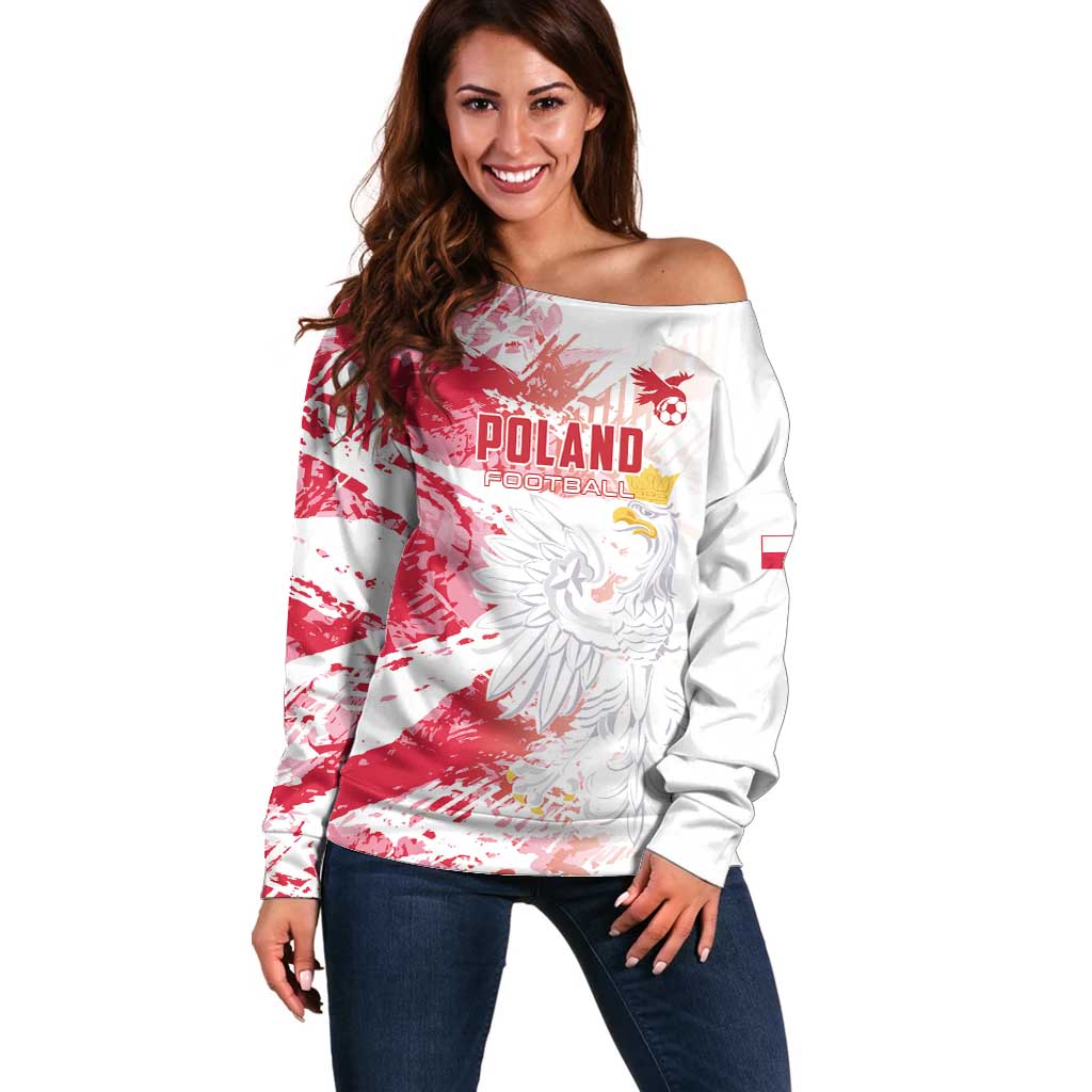 Custom Poland 2024 Football Off Shoulder Sweater Orly Go Champions - Wonder Print Shop