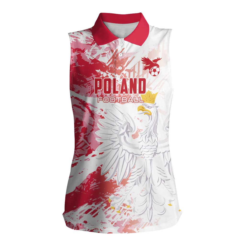 Custom Poland 2024 Football Women Sleeveless Polo Shirt Orly Go Champions - Wonder Print Shop