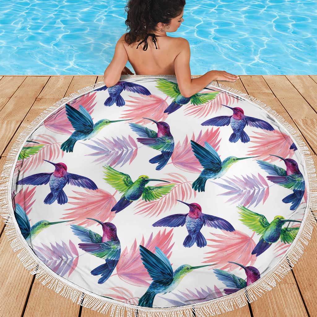 Hummingbirds Colorful Beach Blanket Unique Stylized - Wonder Print Shop