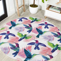 Hummingbirds Colorful Round Carpet Unique Stylized - Wonder Print Shop