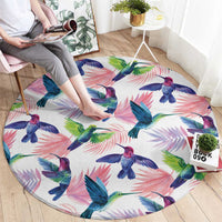 Hummingbirds Colorful Round Carpet Unique Stylized - Wonder Print Shop