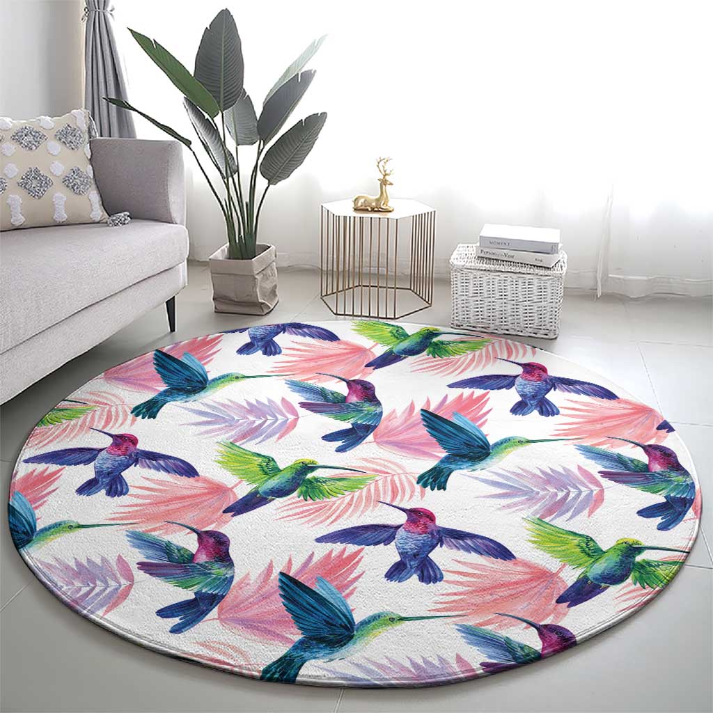 Hummingbirds Colorful Round Carpet Unique Stylized - Wonder Print Shop