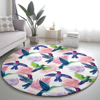 Hummingbirds Colorful Round Carpet Unique Stylized - Wonder Print Shop