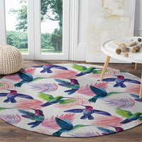 Hummingbirds Colorful Round Carpet Unique Stylized - Wonder Print Shop