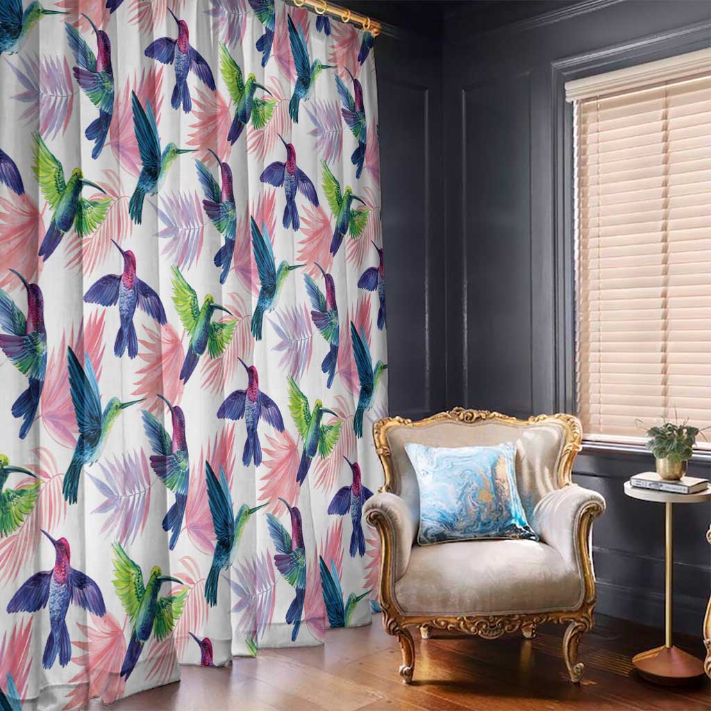 Hummingbirds Colorful Window Curtain Unique Stylized - Wonder Print Shop