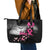 At Halloween We Think Pink Leather Tote Bag Pink Ribbon Butterflies