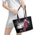 At Halloween We Think Pink Leather Tote Bag Pink Ribbon Butterflies