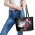 At Halloween We Think Pink Leather Tote Bag Pink Ribbon Butterflies