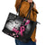 At Halloween We Think Pink Leather Tote Bag Pink Ribbon Butterflies