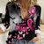 Personalized At Halloween We Think Pink Women Casual Shirt Pink Ribbon Butterflies