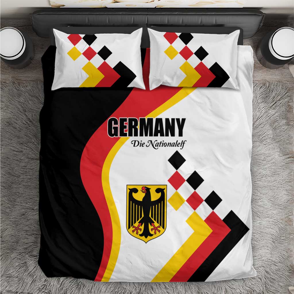 Germany football bedding set with German flag crest, 'GERMANY' text, white and black