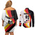 Custom Germany Football Couples Matching Off Shoulder Short Dress and Long Sleeve Button Shirt Auf gehts Deutschland Girls - Wonder Print Shop