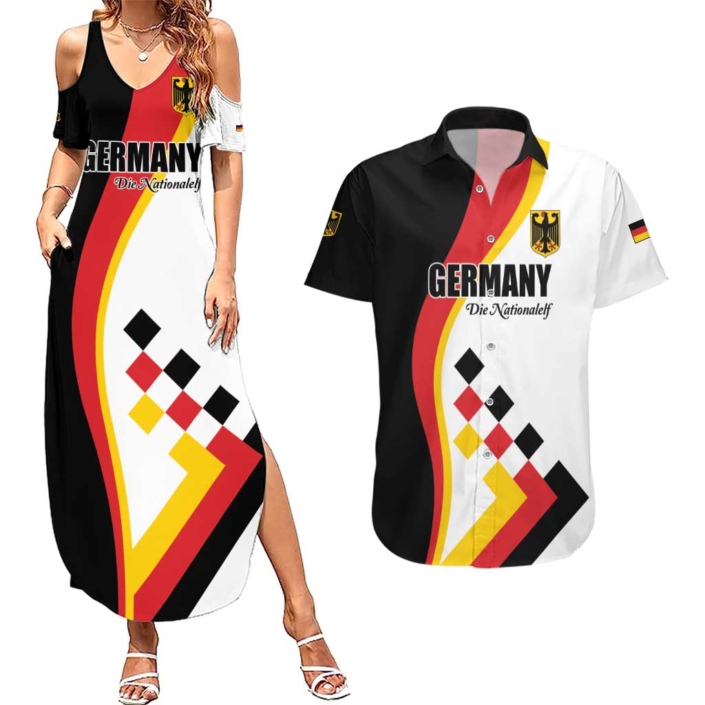 Custom Germany Football Couples Matching Summer Maxi Dress and Hawaiian Shirt Auf gehts Deutschland Girls - Wonder Print Shop